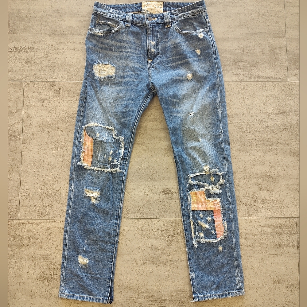 Free People Women's Patchwork Distressed Denim Jeans Size 28